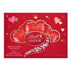 LINDT LINDOR MILK CHOCOLATE HEARTS GIFT 1.4 OZ BOX