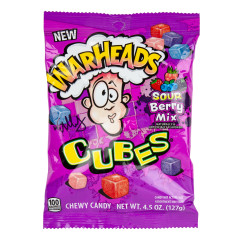 WARHEADS SOUR BERRY MIX CUBES 4.5 OZ PEG BAG