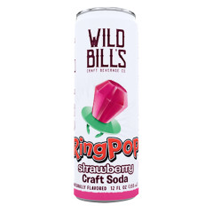 WILD BILL'S WILD STRAWBERRY RING POP SODA 12 OZ CAN