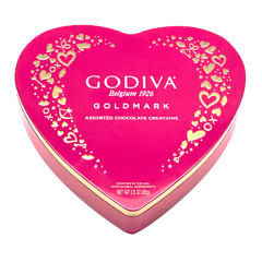 GODIVA GOLDMARK 9 PIECE ASSORTED HEART SHAPED TIN