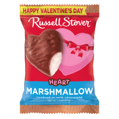 RUSSELL STOVER HEART SHAPED MARSHMALLOW COVERED IN MILK CHOCOLATE 1.3 OZ