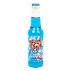 ROCKET FIZZ BLUE RASPBERRY RING POP SODA 12 OZ BOTTLE