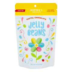 KOPPER’S CHOCOLATE PASTEL CHOCOLATE JELLY BEANS 4 OZ BAG