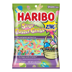 HARIBO SOUR EASTER GRASS 4 OZ PEG BAG