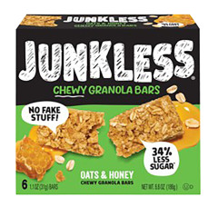 JUNKLESS - OATS AND HONEY BARS (6CT) - 6.6OZ