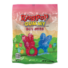 RING POP STRAWBERRY BLUE RASPBERRY BUNNY GUMMIES PEG BAG