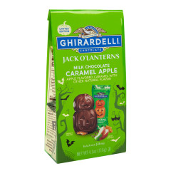 GHIRARDELLI MILK CHOCOLATE CARAMEL APPLE JACK O'LANTERN BAG