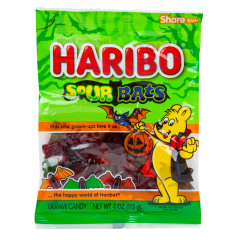 HARIBO SOUR BATS 4 OZ PEG BAG