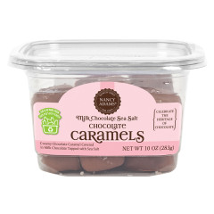 NANCY ADAMS MILK CHOCOLATE SEA SALT CHOCOLATE CARAMELS 10 OZ TUB