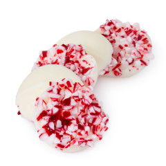 NASSAU CANDY WHITE CHOCOLATEY CANDY NONPAREILS WITH CRUSHED PEPPERMINT