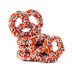NASSAU CANDY MILK CHOCOLATEY COATED HARVEST NONPAREIL MINI PRETZELS