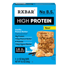 RX BAR - HIGH PROTEIN PEANUT BUTTER VANILLA BAR(5CT) - 10.5OZ