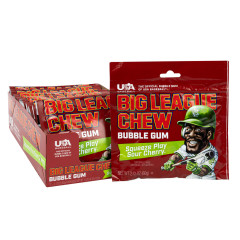 BIG LEAGUE CHEW SQUEEZE PLAY SOUR CHERRY BUBBLE GUM 2.12 OZ POUCH