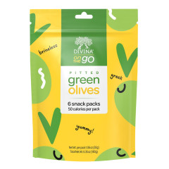 DIVINA ON THE GO GREEN PITTED OLIVES 6.35 OZ BAG