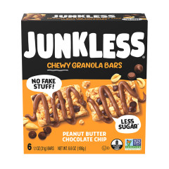 JUNKLESS PEANUT BUTTER CHIP BARS 6 COUNT BOX