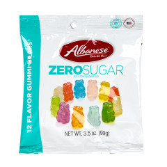 ALBANESE ZERO SUGAR 12 FLAVOR GUMMI BEARS 3.5 OZ PEG BAG *SF DC ONLY*