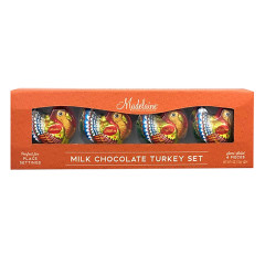 MADELAINE MILK CHOCOLATE TURKEY SET 4 PIECE 4 OZ BOX