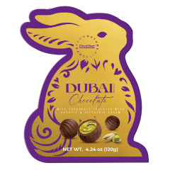 BEEMAX DUBAI MILK CHOCOLATE TRUFFLES EASTER BUNNY 4.24 OZ BOX