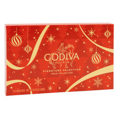 GODIVA - GOLD BALLOTIN - RED ORNAMENT - 15PC - 6.1OZ