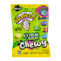 WARHEADS EXTREME SOUR CHEWY 4.5 OZ PEG BAG