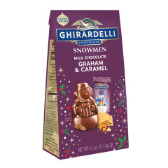 GHIRARDELLI SNOWMEN MILK CHOCOLATE GRAHAM & CARAMEL 4.1 OZ BAG