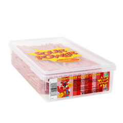 SOUR POWER STRAWBERRY CANDY STRAWS TUB