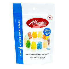 ALBANESE 12 FLAVOR SOUR GUMMI BEARS 8 OZ POUCH