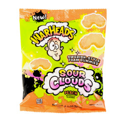 WARHEADS PEACH SOUR CLOUDS 4.5 OZ PEG BAG