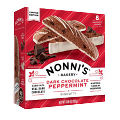 NONNI'S DARK CHOCOLATE PEPPERMINT BISCOTTI 6.88 OZ BOX