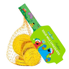 MADELAINE SESAME STREET MILK CHOCOLATE CHARACTER COINS 2 OZ MESH BAG