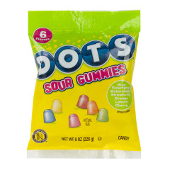 DOTS SOUR GUMMIES 8 OZ PEG BAG