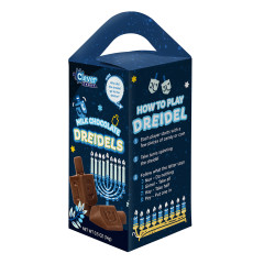 CLEVER CANDY MILK CHOCOLATE DREIDELS TOTE BOX
