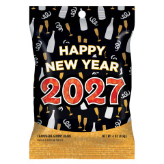 CLEVER CANDY NEW YEARS CHAMPAGNE FLAVORED GUMMY BEARS 4 OZ PEG BAG