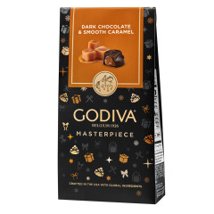 GODIVBA MASTERPIECE DARK CHOCOLATE & SMOOTH CARAMEL 4.1 OZ BAG