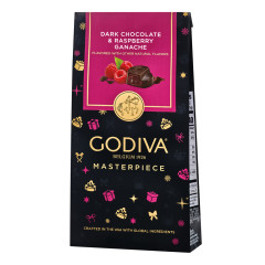 GODIVA MASTERPIECE DARK CHOCOLATE WITH RASPBERRY GANACHE 4.1 OZ