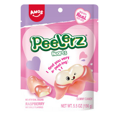 PEELERZ GUMMY HEARTS RASPBERRY 5.5 OZ BAG