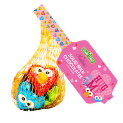 MADELAINE SESAME STREET VALENTINE'S MILK CHOCOLATE CHARACTER COINS 2 OZ MESH BAG
