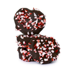 NASSAU CANDY DARK CHOCOLATE CARAMEL PRETZELS WITH CRUSHED PEPPERMINT