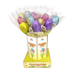 TULIP FOILED MILK CHOCOLATE 0.53 OZ IN DISPLAY VASE