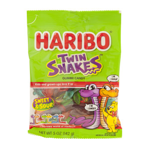 Haribo Twin Snakes Gummi Candy 5 Oz Peg Bag | Nassau Candy