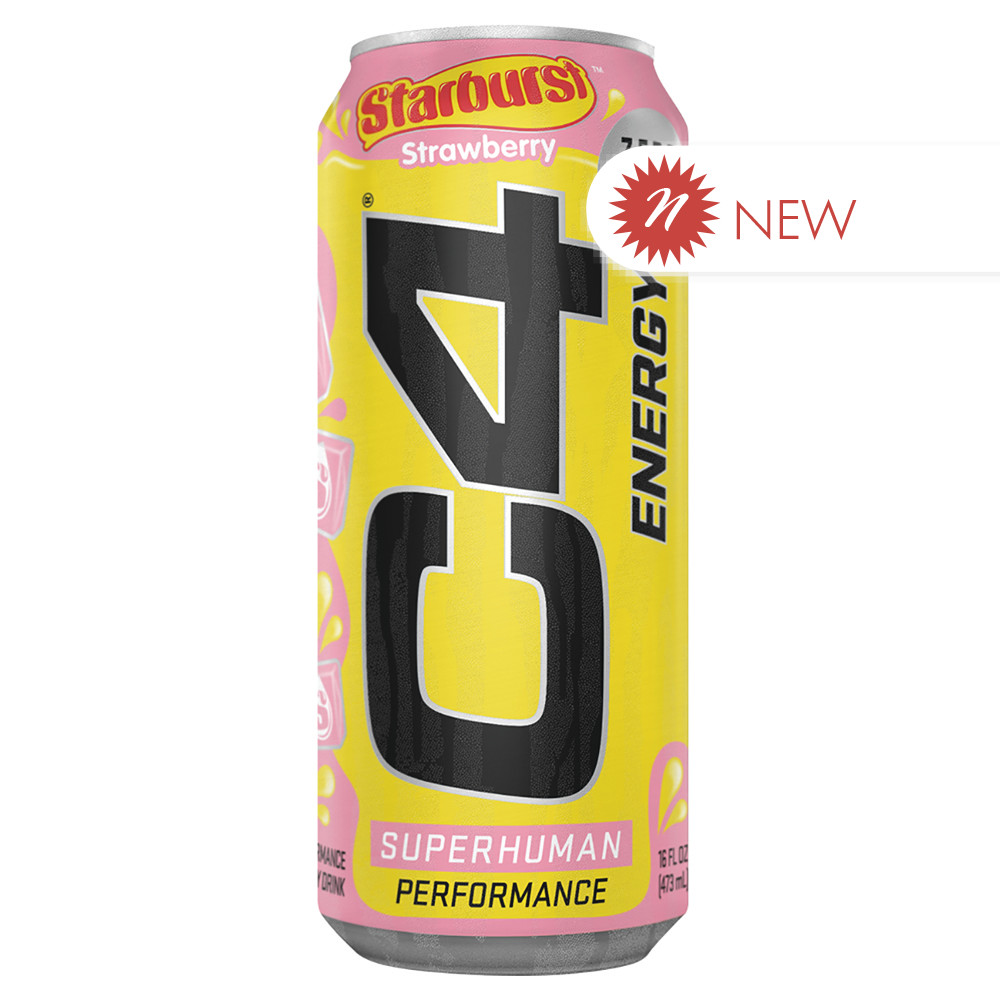 C4 Energy Drink Strawberry Starburst 16 oz Nassau Candy