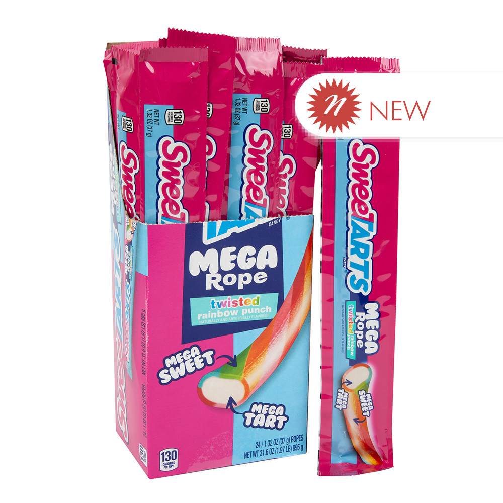 Sweetarts Mega Rope Twisted Rainbow Punch 1.32 oz Nassau Candy