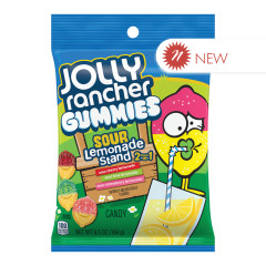 JOLLY RANCHER GUMMIES SOUR LEMONADE STAND 5 OZ PEG BAG