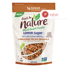 BACK TO NATURE LOWER SUGAR CINNAMON PECAN GRANOLA 8 OZ BAG