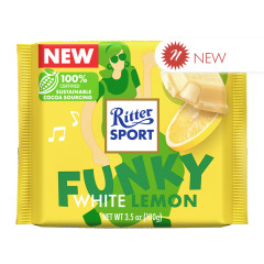 RITTER SPORT TASTY VIBES FUNKY WHITE LEMON 3.5 OZ BAR