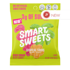 SMART SWEETS TROPICAL SOURS GUMMY CANDY 1.8 OZ BAG