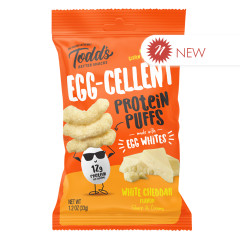 TODD’S EGGCELLENT PROTEIN PUFFS WHITE CHEDDAR 1.5 OZ BAG