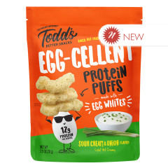 TODD’S EGG-CELLENT PROTEIN PUFFS SOUR CREAM & ONION 2.5 OZ BAG