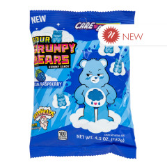 CARE BEARS WARHEADS SOUR BLUE RASPBERRY GRUMPY BEARS 4.5 OZ PEG BAG