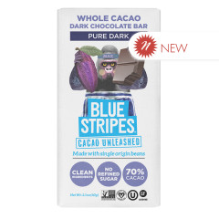 BLUE STRIPES PURE DARK CHOCOLATE BAR 2.1 OZ